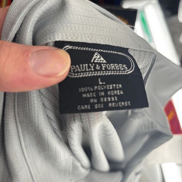 Vintage Pauly & Forbes Semi-Sheer Short Sleeve Button Up Shirt Men's L Gray - Picture 4 of 5